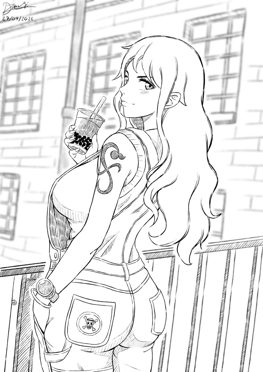 DZomBi1's tweet photo. Bubble tea with Nami?🧋
#fanart #ONEPIECE〜 #Nami https://t.co/tDVLgPoBxr