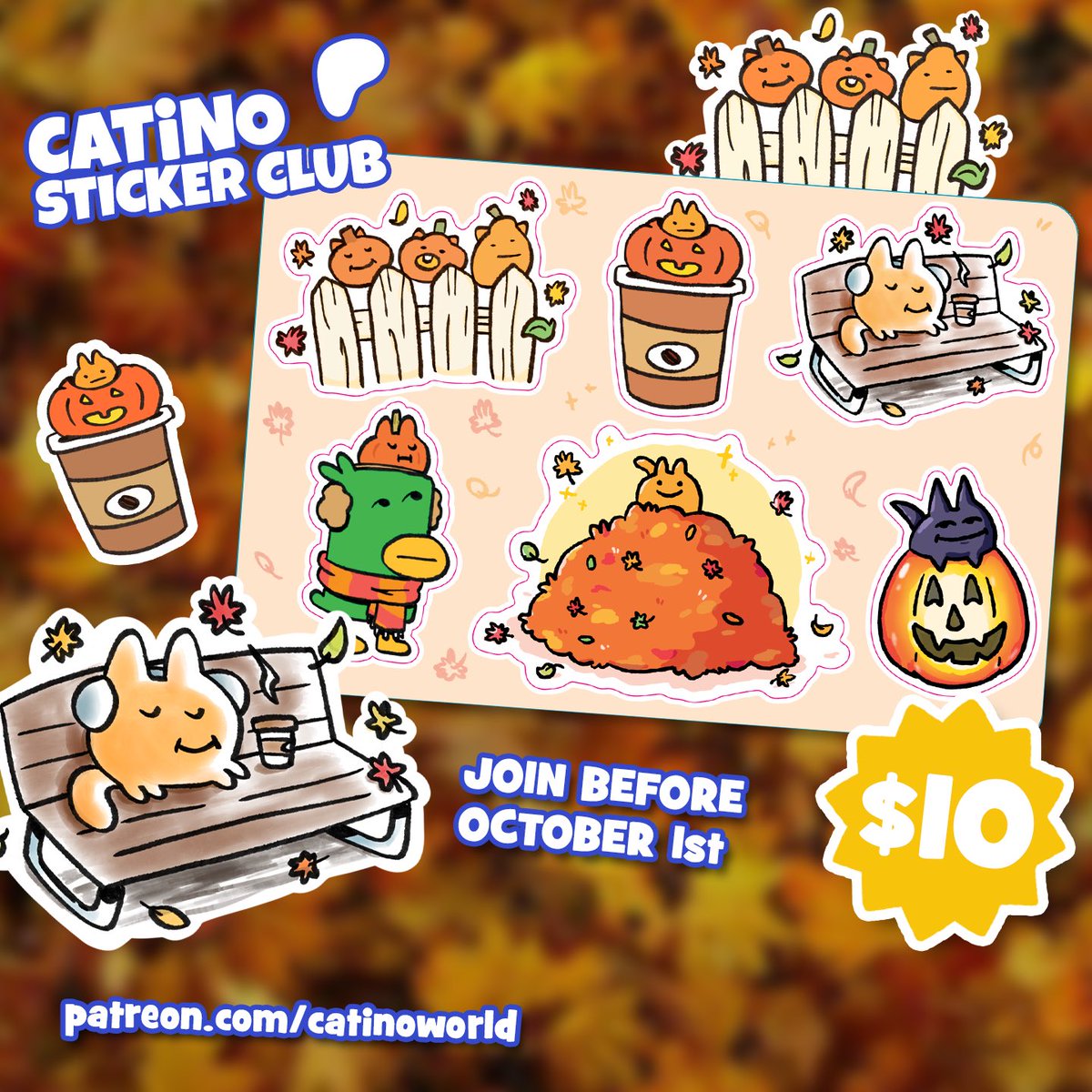 CatinoWorld's tweet photo. Sticker club rewards for this month will be autumn themed :3

https://t.co/GlfMRXzOH9 https://t.co/mY3n80q417