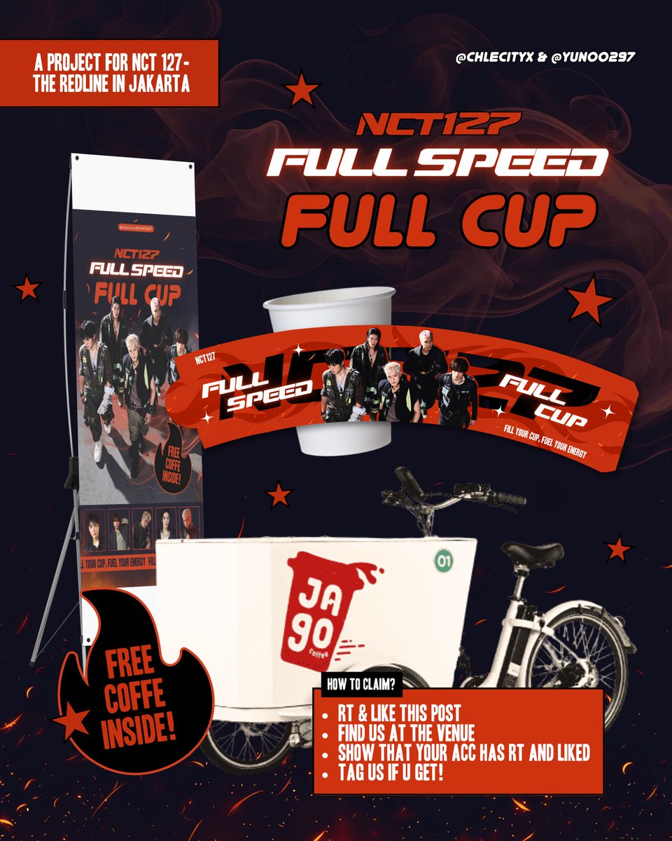 chlecityx's tweet photo. ★·.·´¯`·.·★ NCT 127 5th NEOCITY-THE REDLINE in JAKARTA
- project by @chlecityx &amp; @YUNOO297

fuel your energy, fill your cup w our free coffee☕️
first come first serve!

🗓️Sat, 3 Oct
⏱️09.00-10.00
📍GBK GATE 10

Chillzen, save the date &amp; see u there!
 ★·.·´¯`·.·★ https://t.co/qrujrZ0Wc4