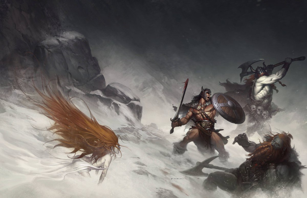 rjoftheisland's tweet photo. Celebrating Sword and Sorcery art. Inspiration for my upcoming graphic novel, #CROMtheDestroyer. #FantasyArt #Conan #CROM #SwordnSorcery #DnD #RedSonja #CROMtheDestroyerAvailable @ https://t.co/dgXucgZ7XE https://t.co/dNLlQ1ZULX