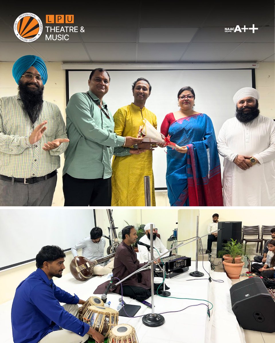 LPUTheatremusic's tweet photo. Day 1 of the workshop explored voice culture, vocal techniques, and diverse musical genres under the expert guidance of Hindustani classical vocalist Shree Debapriya Adhikary.
#LPUTheatre #LPUMusic #VoiceCulture #MusicWorkshop #HindustaniClassical https://t.co/DDZndWiDgR