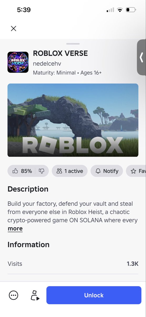 versesoldex's tweet photo. ROBLOX VERSE is now LIVE on mobile and listed directly on the @Roblox app. 

Download Roblox from the Apple App Store or Google Play search ROBLOX VERSE and jump straight into the game.

ROBLOX VERSE is the first official Roblox server with its own integrated cryptocurrency — VERSE Token