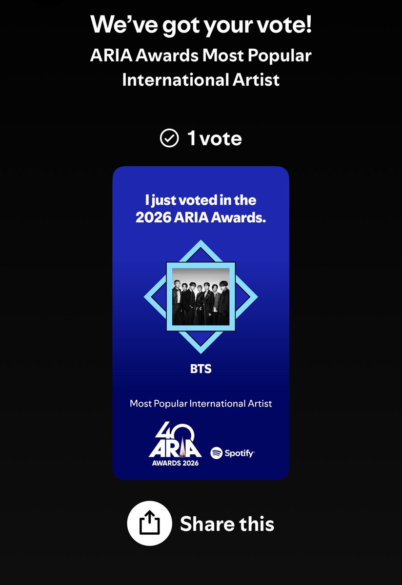 MummaLovesBTS2's tweet photo. @JJWithBangtan1 Yasssssss and have voted on spoty and the website too #ARIABTS https://t.co/fKErcqnHdJ