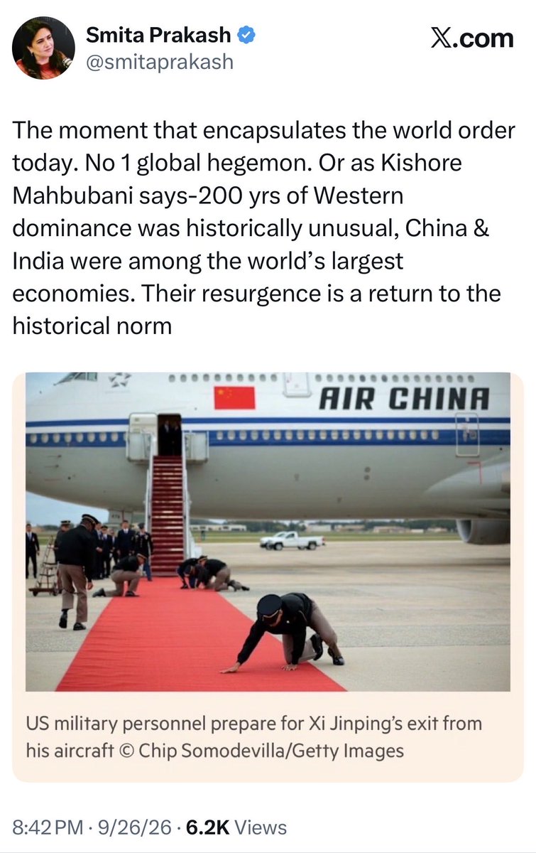 dhume's tweet photo. I wish Indians would stop pretending—to themselves and to the world—that China and India are still clubbed together in any meaningful way. China has emerged as a major world power. There’s no guarantee that India will automatically follow suit. https://t.co/jwvrgUghT4