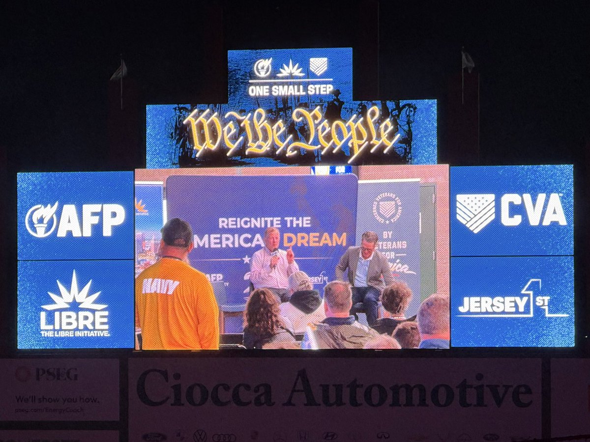VoluntaryXCHG's tweet photo. What a night at TD Bank Ballpark celebrating 250 years of freedom with @Jrsy1st, @LIBREinitiative, @AFPhq and @ConcernedVets. Thanks to speakers @danielggarza, @RCamposDuffy, @guypbenson, Assemblyman @votekanitra and Mayor @MatthewMoench for making it a great one 🇺🇸 https://t.co/idIZTaSXQH