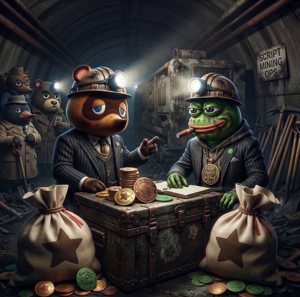 BellishK2022's tweet photo. Forget the stalk market. Tom Nook and Pepe are running a serious underground $BELLS and $PEP script mining operation.They've got the gear, the grime, and the gopher-mob to prove it. This is high,stakes crypto crime,y'all. #TomNook #PepeCoin #ScriptMining #CryptoMeme #crypto
$LTC https://t.co/pZUiFsjuty