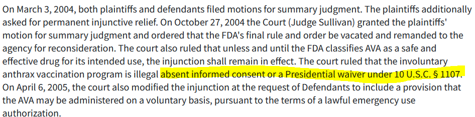 KuroshioComm's tweet photo. @RenderX8 @Lt_Dangle314 10 U.S. Code § 1107 and Doe vs. Rumsfeld?

10 USC 1107 § and Doe vs. Rumsfeld established and then upheld, respectively, the President's authority to grant a waiver for informed consent requirements. https://t.co/exep8J3wbm