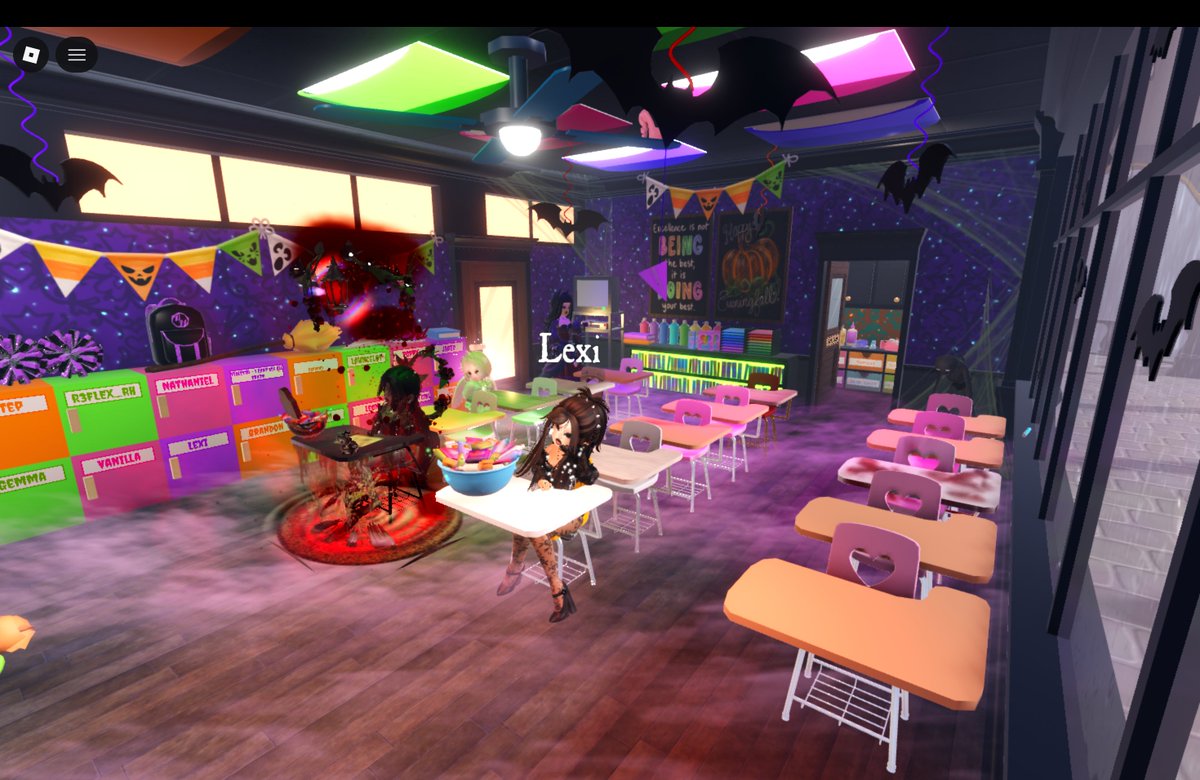 R3FLEX_RH's tweet photo. people claimed that there was something lurking around campus... this eveningfall is about to get spookier... can you spot it? #roblox #royalloween #royalehigh #eveningfall https://t.co/rxZWX4AbMV