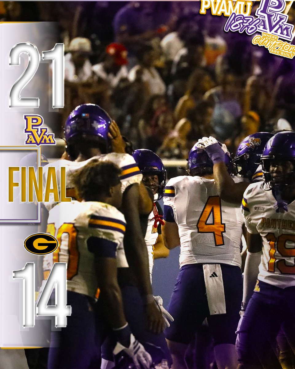 PVAMUPanthers's tweet photo. PVAMUATH: PANTHERS WIN!
Prairie View A&M closes out the State Fair Classicwith a hard-fought victory over Grambling State!
FINAL
Prairie View A&M 21
Grambling State 14
The Panthers leave Dallas with the win!
#PVAMU #PVAMUPanthers #StateFairClassic #PantherPride #WintheDay https://t.co/u0MTJ8PEpU
