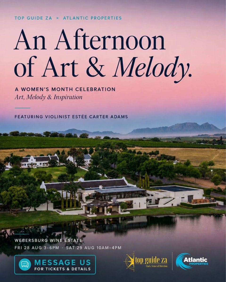 williamtorres6t's tweet photo. A celebration of Women’s Month at Webersburg Wine Estate, featuring fine art, bonsai, inspiring talks, Wing Chun, and live violin music by Estée Carter Adams. Join us on 28–29 August 2026. Limited spaces—message us to book. https://t.co/M1mCYPRV1j
