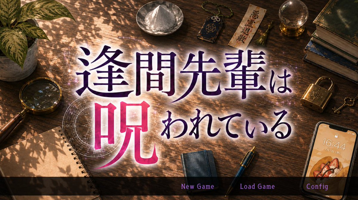 BlackBlue_sin's tweet photo. ポートフォリオサイトに『逢間先輩は呪われている』を掲載しました！

開発期間は一カ月なので、一カ月で入れられるところまで入れてください、というリーダー・ゴリさん@6ms3S6Srf2lzZhF の依頼でしたが、予定していたもの+αまで全て入れ切りました！
その+αは、途中で追加されたまつりのカットインSEと、寿々歌さん@eikurajujuka ボイスで、これがまた気持ちの良い演出です！
藻屑さん@mozuku_mkz のシナリオも、推理ADVシステムと相まって惹きこまれてしまいます！
サウンドでも楽しんでいただけると嬉しいですので、ぜひ！
#逢間先輩は呪われている #ふりーむ
