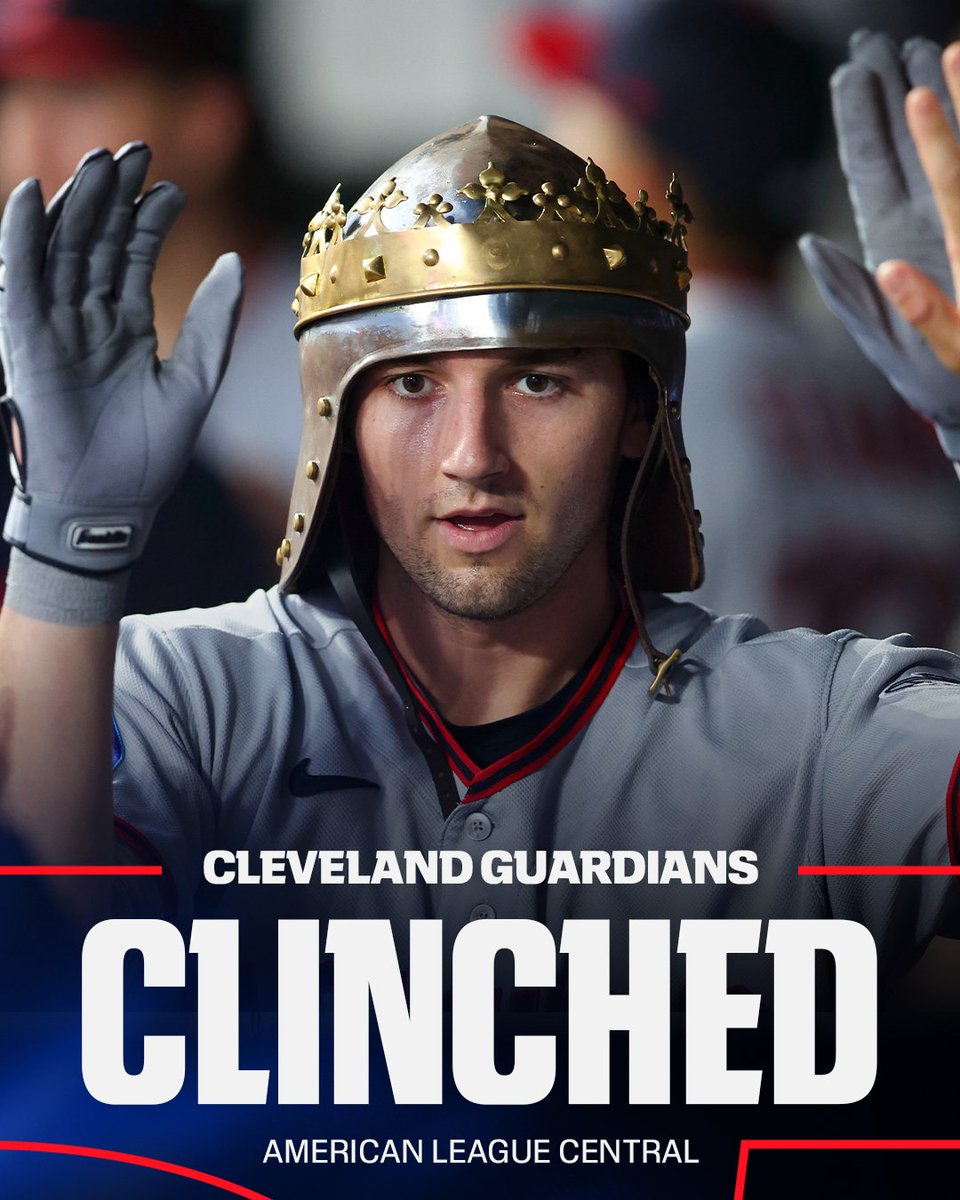 espn's tweet photo. The Guardians are the AL Central division Champions 🔥

With the White Sox's loss, Cleveland takes the division crown for the third year in a row 👏 https://t.co/dvgay1Iorh