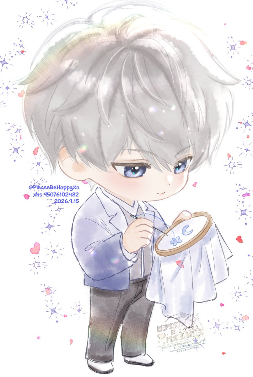 PleaseBeHappyXa's tweet photo. 今月の振り返り四回目💕
#今月描いた絵を晒そう
ㅤ
⑬まんまるウサギみたいな人生に憧れるセイヤ🤭🐰

⑭袖口に咲いた、小さな群青の花。
新しい秘話、最高でした…😭⚔️

⑮一生懸命刺繍するミニセイヤ🪡🧵✨️

⑯｢針も剣も、狙いをつける���領は同じだ｣
剣の達人は刺繍も得意👏✨️ https://t.co/KZUqYowCDI