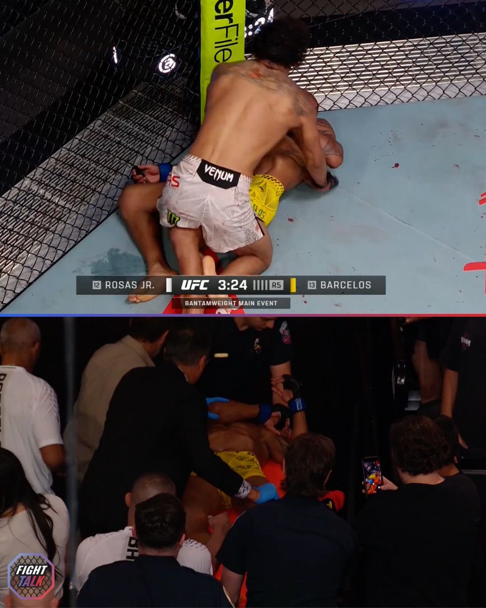 FighTalk's tweet photo. 🥊 Raoni Barcelos a été transporté dans un hôpital de Las Vegas après avoir quitté le Meta APEX sur une civière. 🏥

Le Brésilien est apparu out à l’issue de sa guerre face à Raul Rosas Jr.

D’où pensez-vous que cela puisse provenir ? 🤔

#FightTalk #UFC #RaoniBarcelos https://t.co/r6G4Rkh7R2