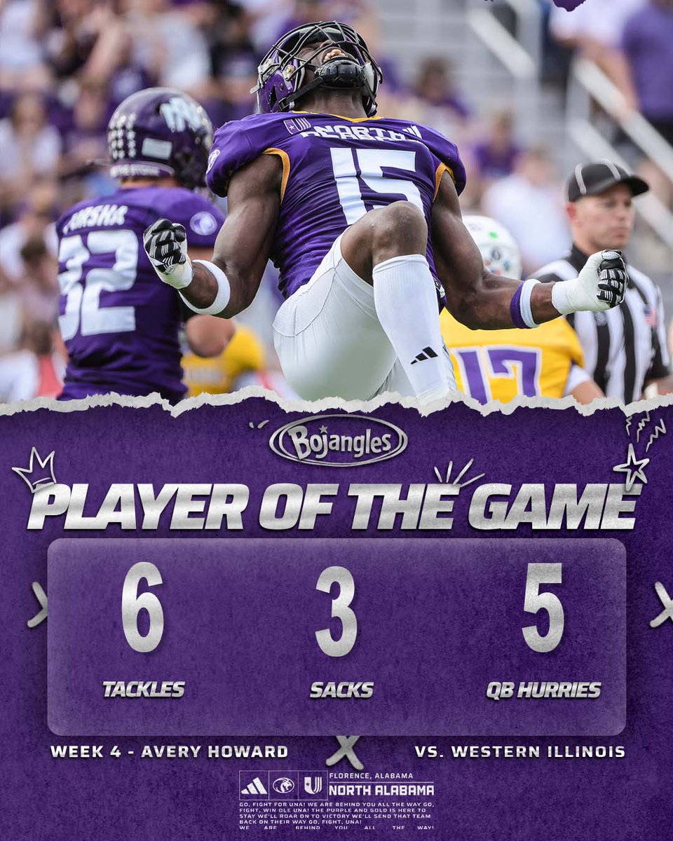 UNAFootball's tweet photo. Avery Howard was on another level Saturday 📈

✅ 6 tackles
✅ 3.5 tackles for loss
✅ 3 sacks
✅ 5 QB hurries
✅ 2 pass breakups
✅ 1 forced fumble

#RoarLions 🦁 https://t.co/YSt84fzl9h