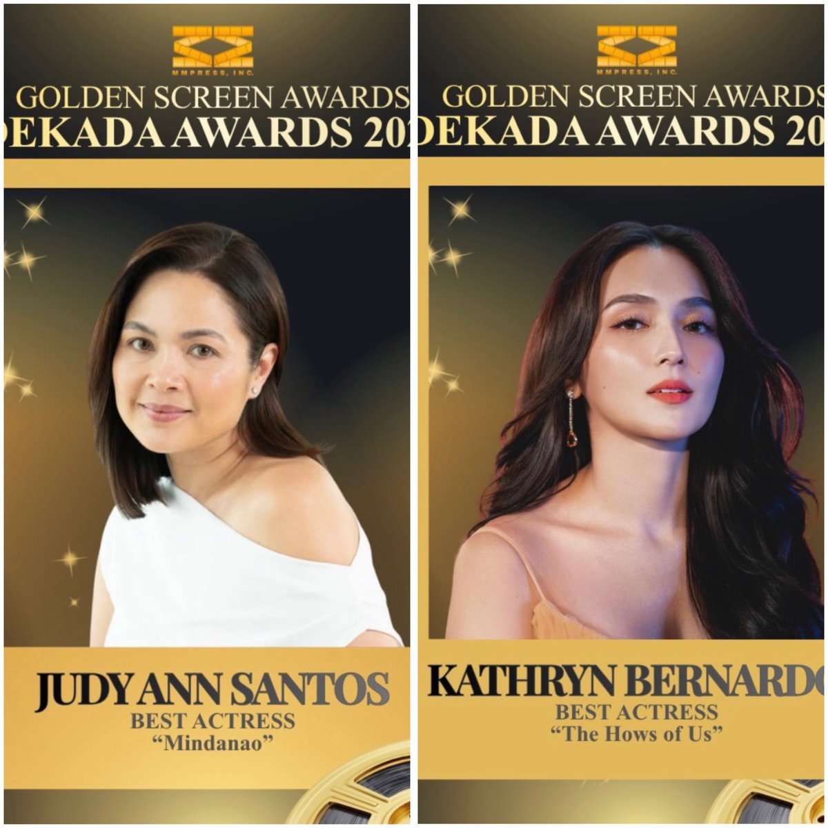 lilyganados's tweet photo. Congrats Juday and Kathryn!! Golden Screen Dekada Best Actress! This october ata sila aawardan tapos yung Pinaka awards night ng Golden Screen sa December pa. https://t.co/56hiB0Yq6G