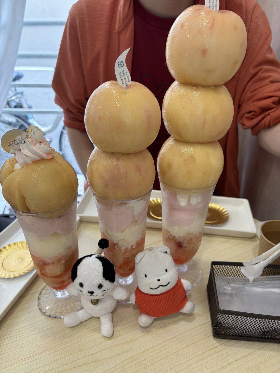 DecaNyan's tweet photo. 先々週末、思い立って桃のパフェ食べに京橋（大阪）のカフェトルクーヘンへ。予約してなかったので夕方になりましたが無事ありつけました。
桃、とろける。美味しかった。私の胃の容量では桃一個しか無理でした…
9月末までなので気になる方は是非！ https://t.co/3J6BYWuId0