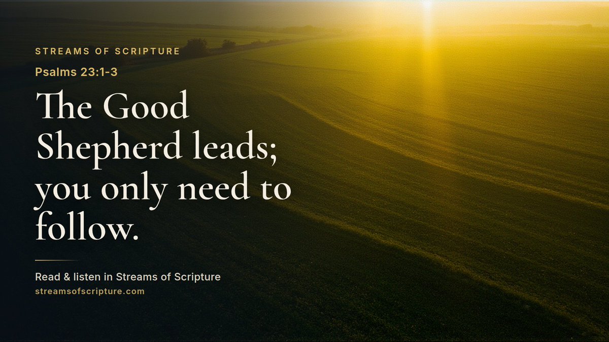 StreamScripture's tweet photo. The opening line of Psalms 23 names God as "Yahweh" rather than the more generic "Adonai" or Elohim, which matters because this is a covenant name, the personal name God revealed to Moses at the burning bush.

Read &amp; listen link below ↓

#Psalms23 #RestInGod https://t.co/ri9Logr9XX
