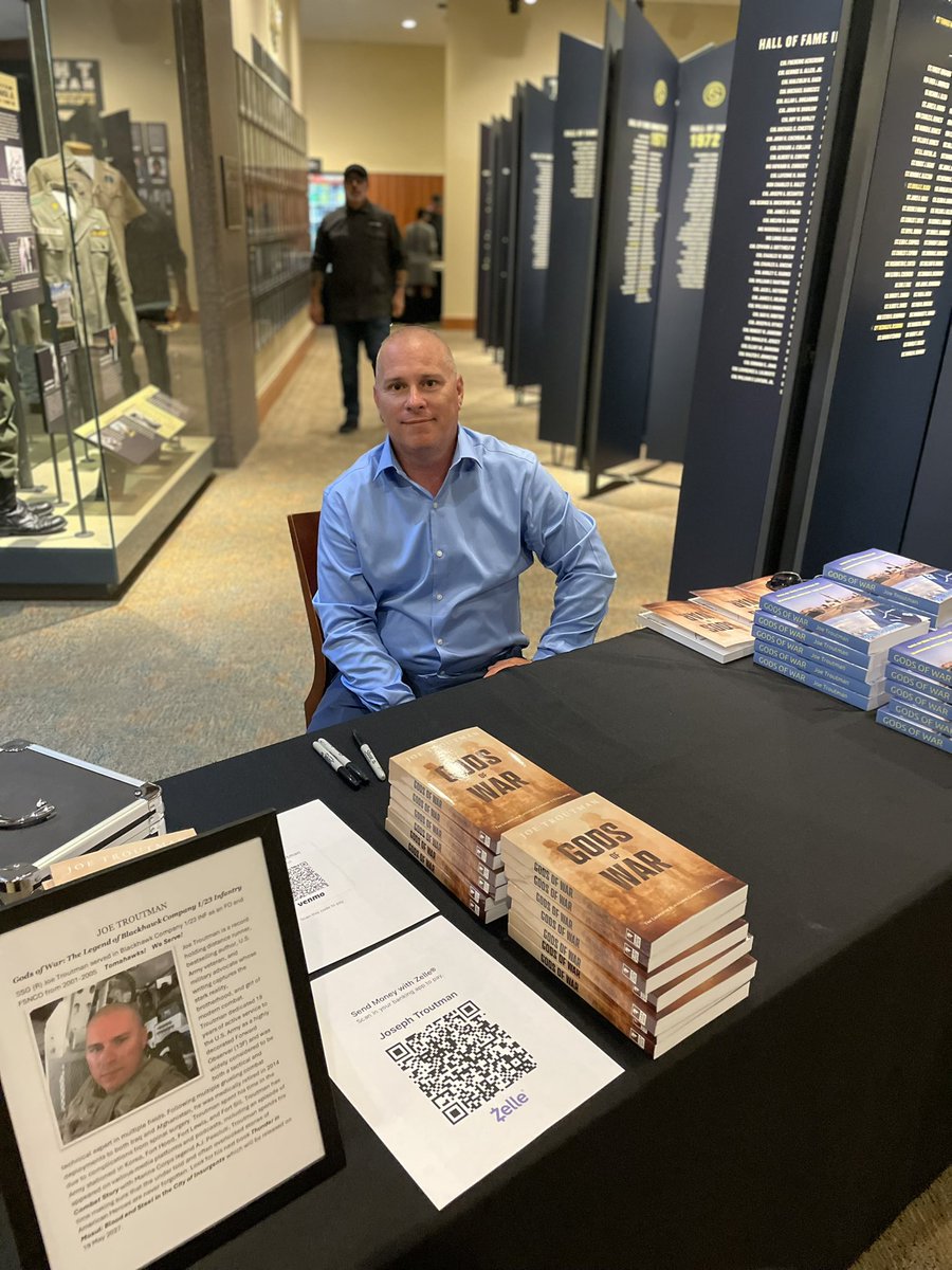 JoeTroutman2's tweet photo. I sold out in under an hour at the National Infantry Museum yesterday. What a great event, surrounded by my brothers. #GodsOfWar #authorjoetroutman https://t.co/wBIiuzXRmO