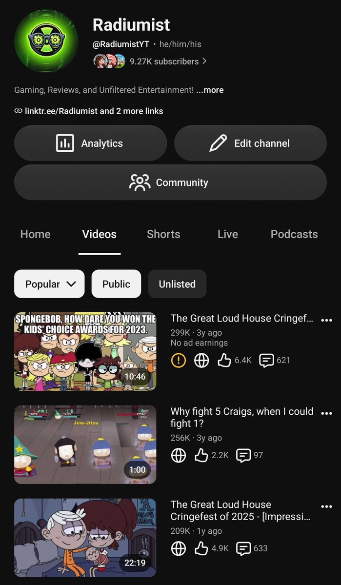Radiumist's tweet photo. Don't know how many people on Twitter follow my YouTube, but today, my most popular video has, again, been removed off the platform. 

I'm going to talk about this on my channel in about an hour. https://t.co/zlgwE6K5NJ