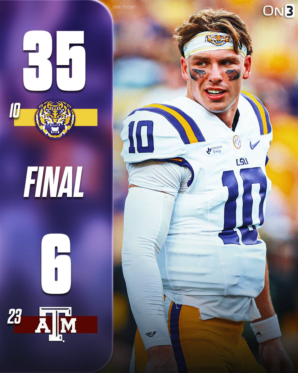 On3's tweet photo. LSU destroys No. 23 Texas A&amp;M🐯

https://t.co/imrY3sZlZZ https://t.co/ofMpCMlcUT