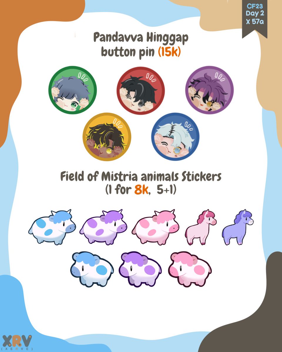 HelloXerve's tweet photo. Hewwo ✨
I finally finished my catalog (although two pieces are stil wip, my apologies)

Xerve's Little Corner goes to Comifuro23 (⁠◕⁠ᴗ⁠◕⁠✿⁠)
📍 ICE BSD
#️⃣ X-57a
🗓️ SUN, 1 Nov 2026
⭐ Genshin, HSR, Pandavva, Field of Mistria
🔗 Bellow

[1/2]

#cf23 #CF23PO #cf23catalogue https://t.co/XEkyvHxSA5