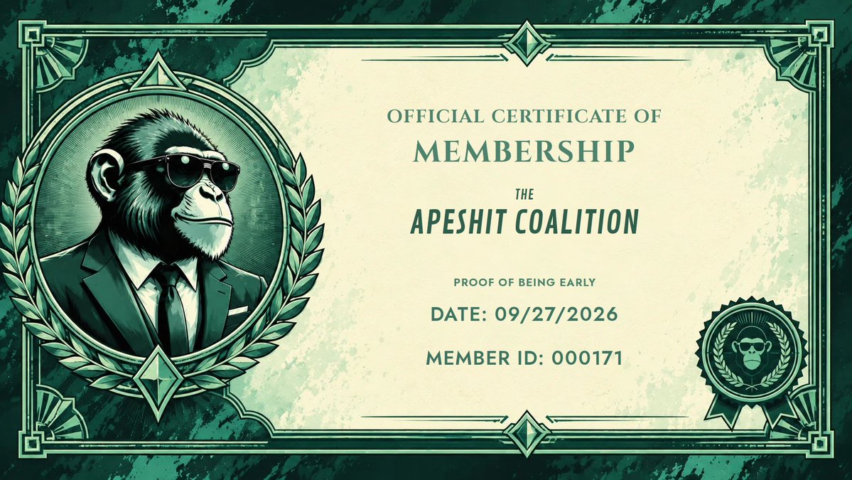 EthanChain's tweet photo. This one is for the people who already survived the past.Rugs. Liquidations. Dead chains. Fake roadmaps. You are still here. That is the whole point.

$APESHIT is the Apeshit Coalition a culture play launching on Robinhood Chain. No utility pitch. 

No promises. Just the ones still locked in, still posting, still ready to go apeshit when meme season hits.

Claim your member ID. Join the Telegram. Steal the memes. Build with the people who remain.

WE REMAIN.@Apeshit_co