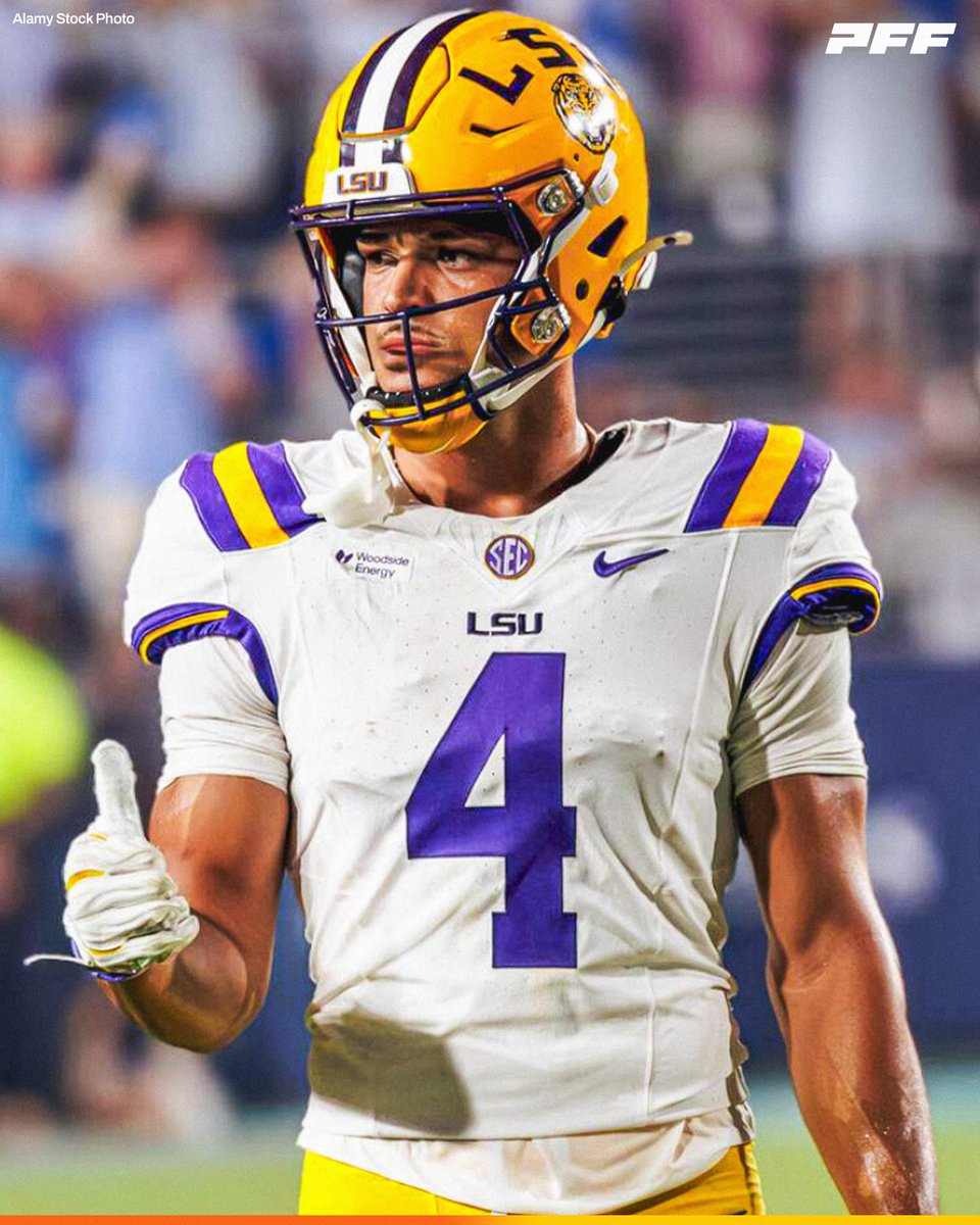 PFF_College's tweet photo. LSU WR Jackson Harris | Week 4 vs Texas A&amp;M:

🐯 6 REC
🐯 163 YDS
🐯 2 TDS

@LSUfootball https://t.co/gSTXwp5MEt