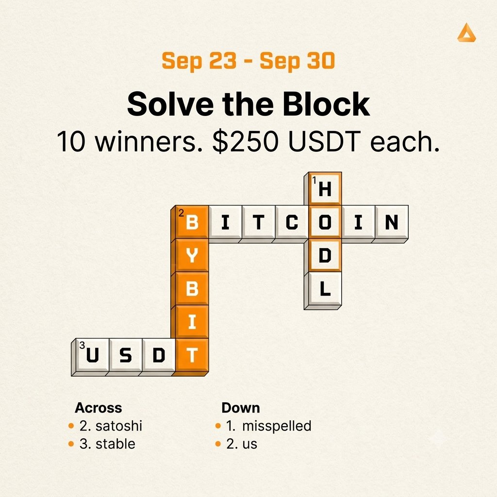 Romana97142's tweet photo. @Bybit_Official Solve the Blocks  ✅

Down: 
1. HODL
2. BYBIT

Across:
2. BITCOIN 
3. USDT

All Done ✅ https://t.co/cjM3WpARPR