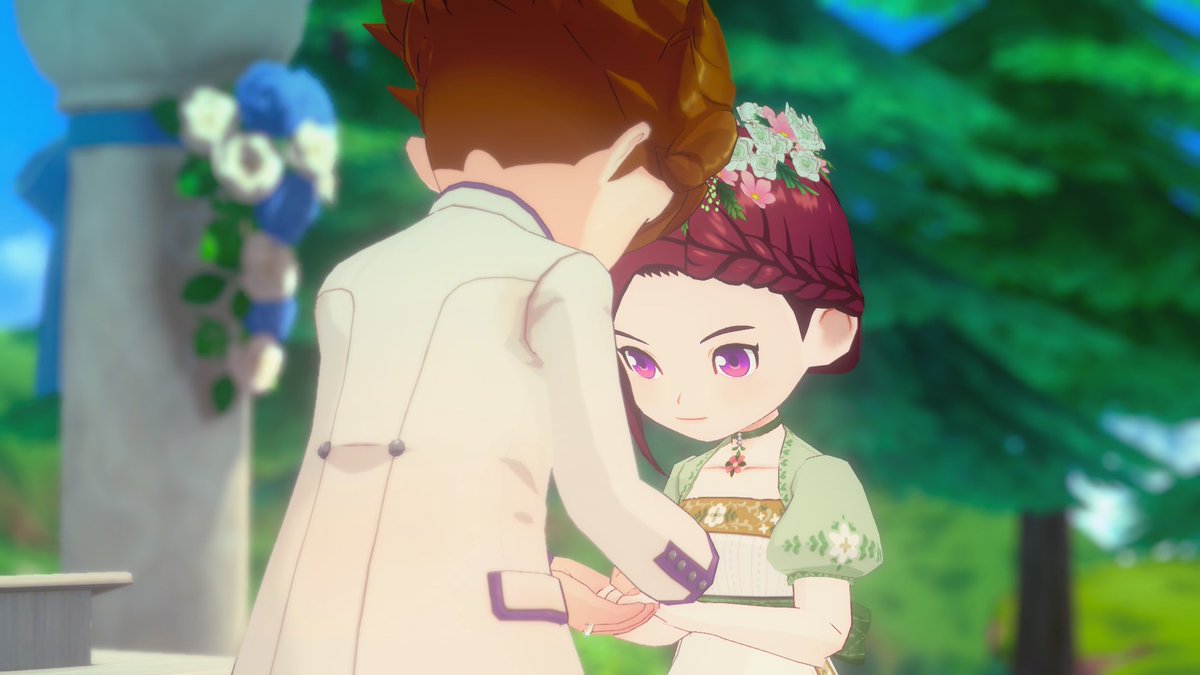 ume_like_a's tweet photo. 牧場物語65時間くらいやって遂に結婚イベント到達！2人の表情とてもいい…
のに、後ろのおっちゃんのせいでそっちにしか目がいかない👴(※町長です

今作はキャライベ沢山あるし移動もストレスなくて楽しい✊❤️ https://t.co/EuaNxFFxwR