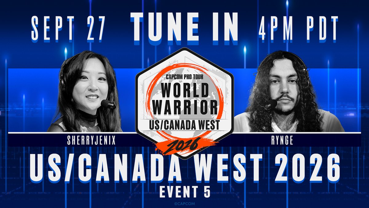 CapcomFighters's tweet photo. We have #CPTWW2026 US/Canada West #5 tomorrow! 

Set your alarms and tune in with us to see who makes it to the Regional Finals! https://t.co/c91dYCbJRb