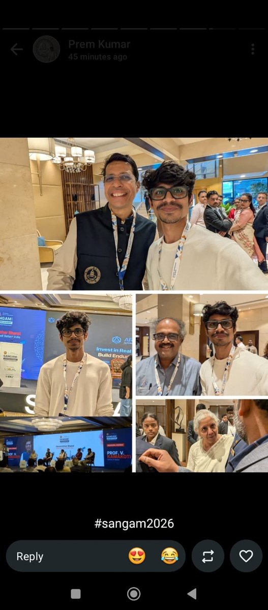 prem_k_sharma's tweet photo. "I signed your degree. Glad to see you here as an alumnus."

These words from our Director, Prof. V. Kamakoti, genuinely put a big smile on my face.

Proud to be back at SANGAM 2026 as an IIT Madras alumnus, listening to some incredible minds.

@IITMAA https://t.co/unQU85BQGl
