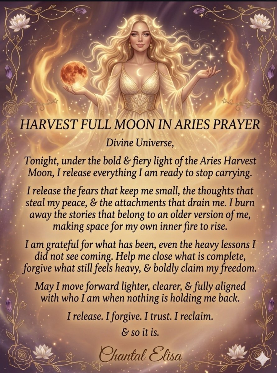 ChantalElisa's tweet photo. Harvest Full Moon in Aries Prayer๐พ๐โ๏ธ ๐๐ป#HarvestMoon #AriesFullMoon #FullMoonPrayer #DivineFeminine #SpiritualAwakening #ReleaseAndReceive https://t.co/g39rBP58Ce