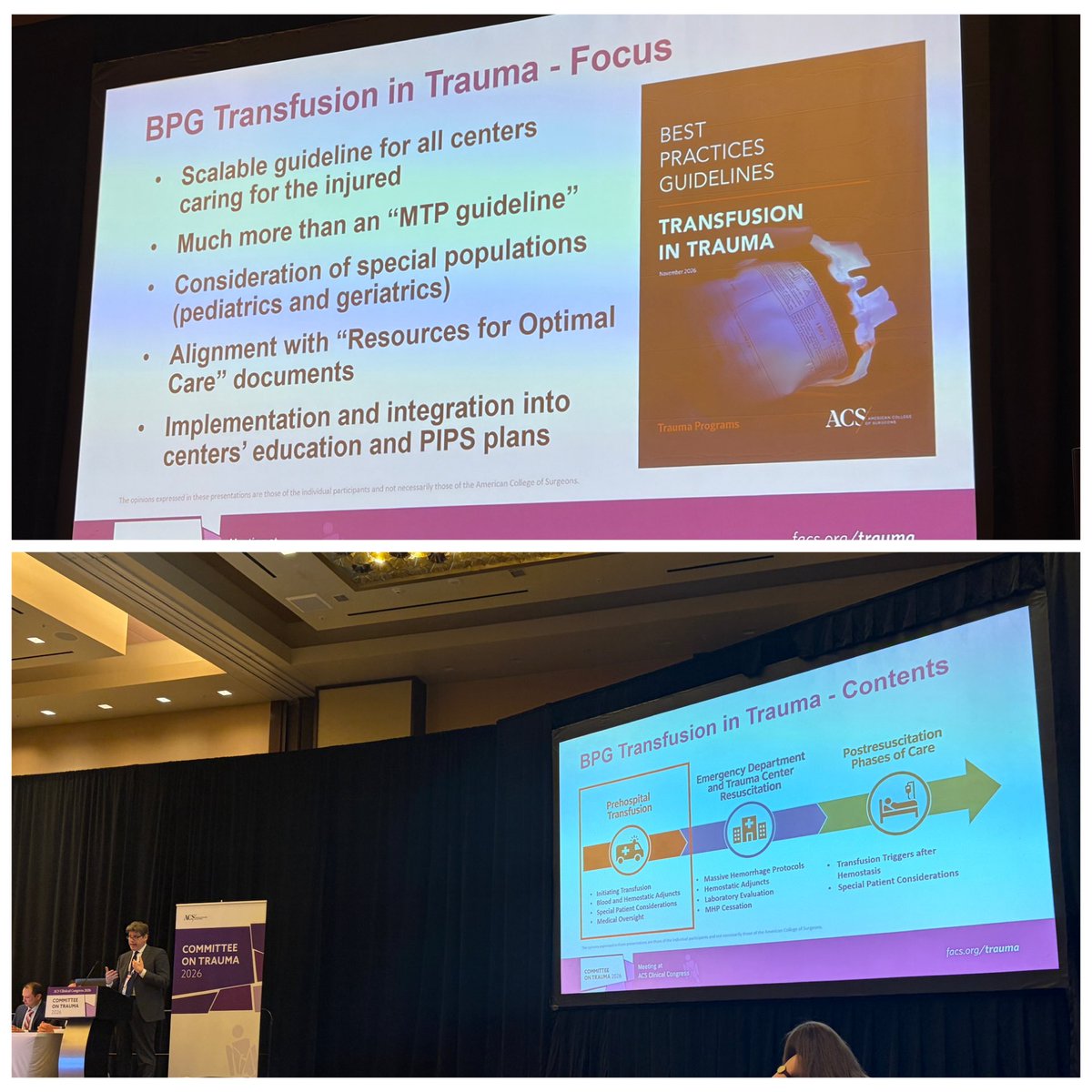 JuliaColemanMD's tweet photo. Fantastic first day of @AmCollSurgeons @acsTrauma Committee on Trauma meeting at #ACSCC26, with a dedicated session on all things blood - prehospital access, whole blood, LTOWB to females, etc. Excited to serve on the inaugural Blood Management workgroup this coming year! https://t.co/HXn1wIsj8U
