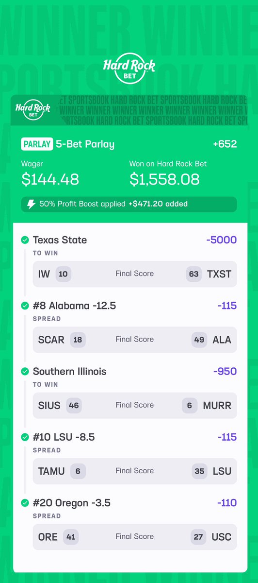 ShermPicks's tweet photo. CFB Picks

Hit this banger tonight. 

Hit that follow button.

#Gambling𝕏 #hardrockbet https://t.co/C2JmCdDqm4