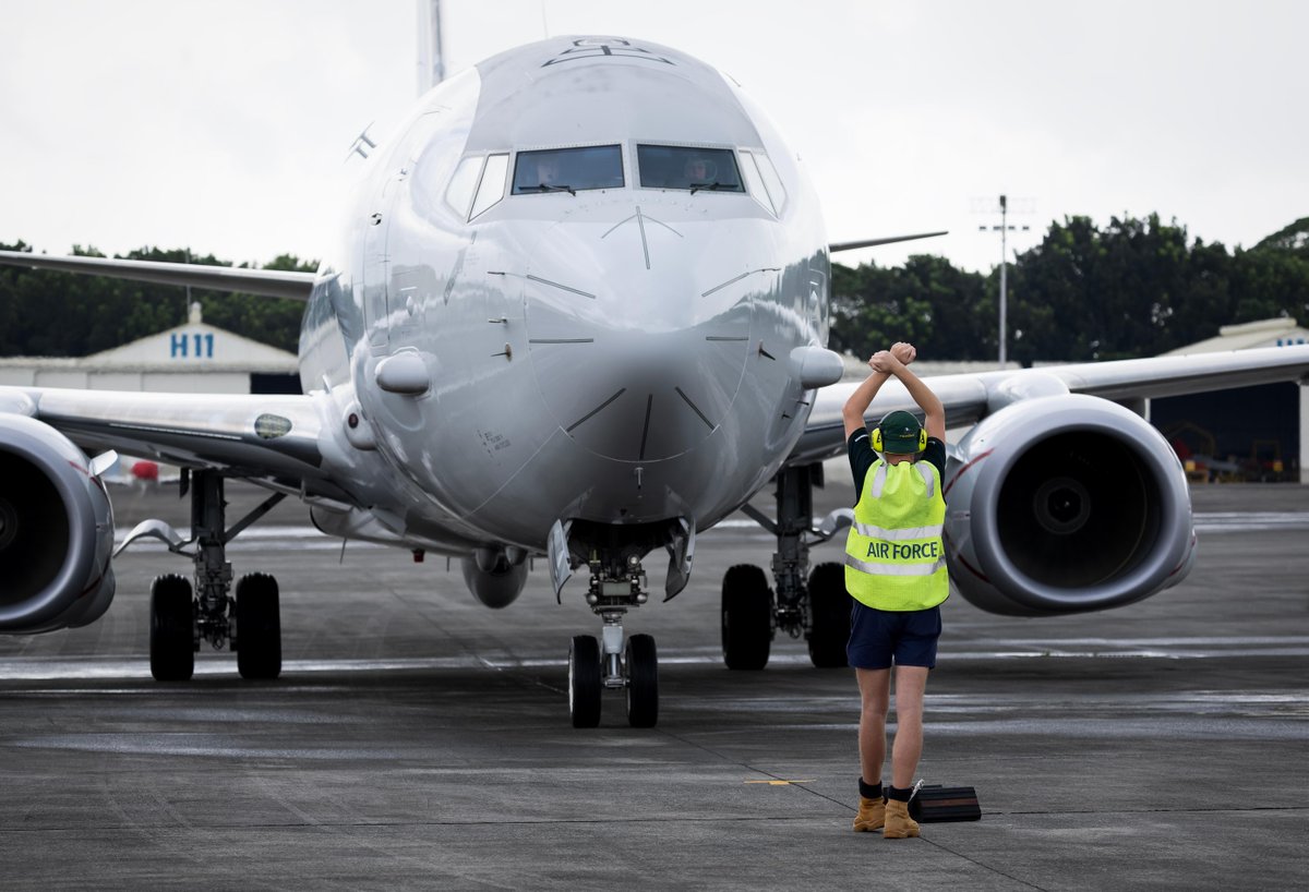 DefenceAust's tweet photo. Eyes on the region. Partners in security. ✈️

Two @AusAirForce P-8A Poseidon maritime patrol aircraft deployed to the 📍 Philippines in September 2026, conducting missions over the South China Sea and West Philippine Sea.

RAAF maintainers supported the deployment by conducting aircraft servicing, inspections, fault-finding and maintenance to sustain flying operations.

Regular P-8A Poseidon deployments improve maritime domain awareness and strengthen the Australian Defence Force’s working relationship with @TeamAFP.

#YourADF #AusAirForce #StrongerTogether