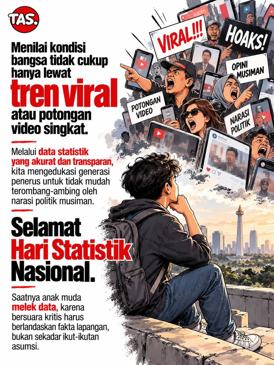 Annikasarrs's tweet photo. Jangan gampang kemakan tren viral atau hoaks. Bersuara kritis harus berlandaskan data dan fakta!

#HariStatistikNasional

Gojek Lebih Murah DiGoPay  #bangkokrednotice Banyuwangi Bilqis Malming Minggu Dirumah https://t.co/Rad1bSXQOT