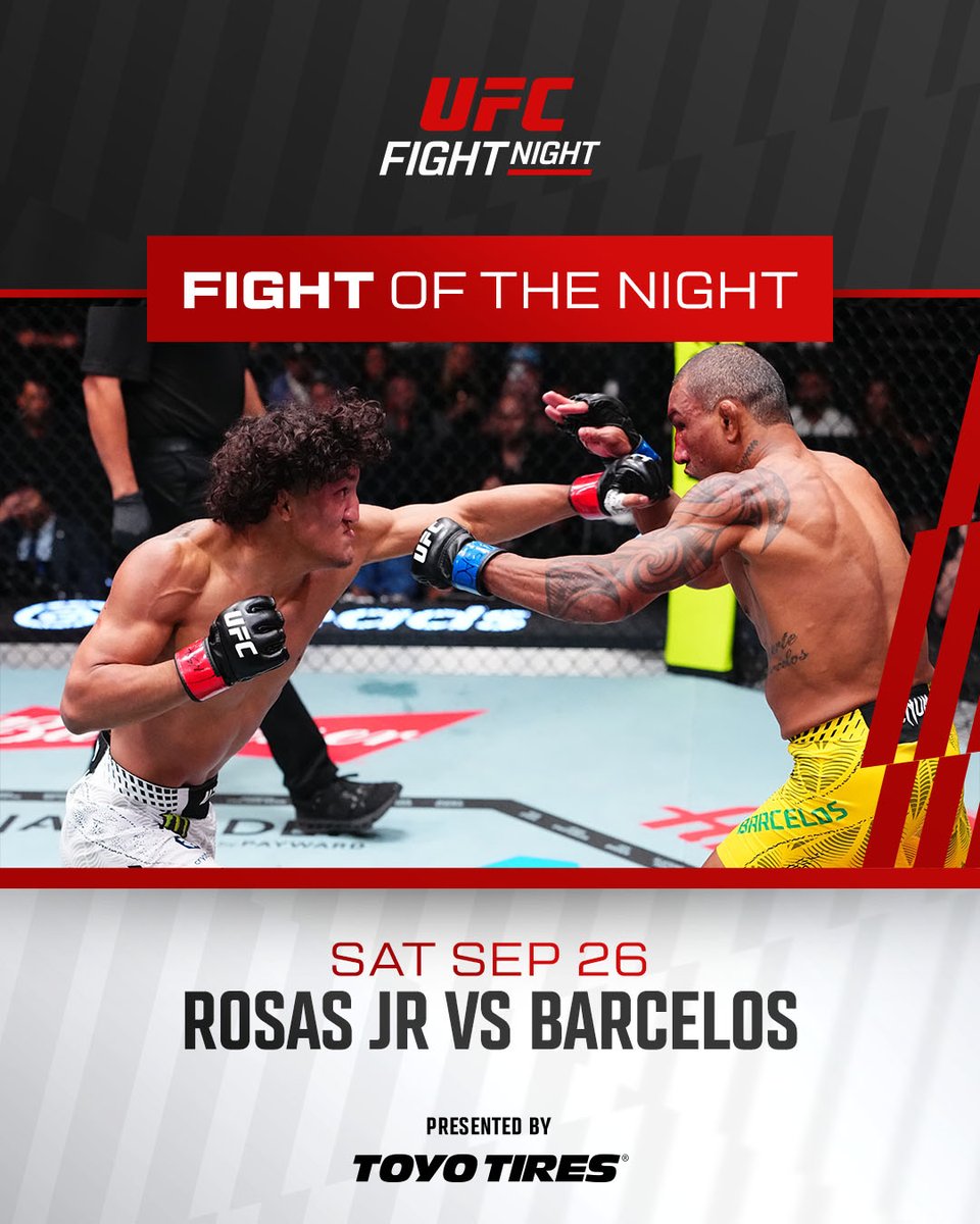 Five rounds worthy of a bonus! 

#UFCVegas121 FOTN goes to @​RaulRosasJr8 & Raoni Barcelos.

B2YB: @​ToyoTires 
 [📷](https://pbs.twimg.com/media/HTMUqwWawAAeDr