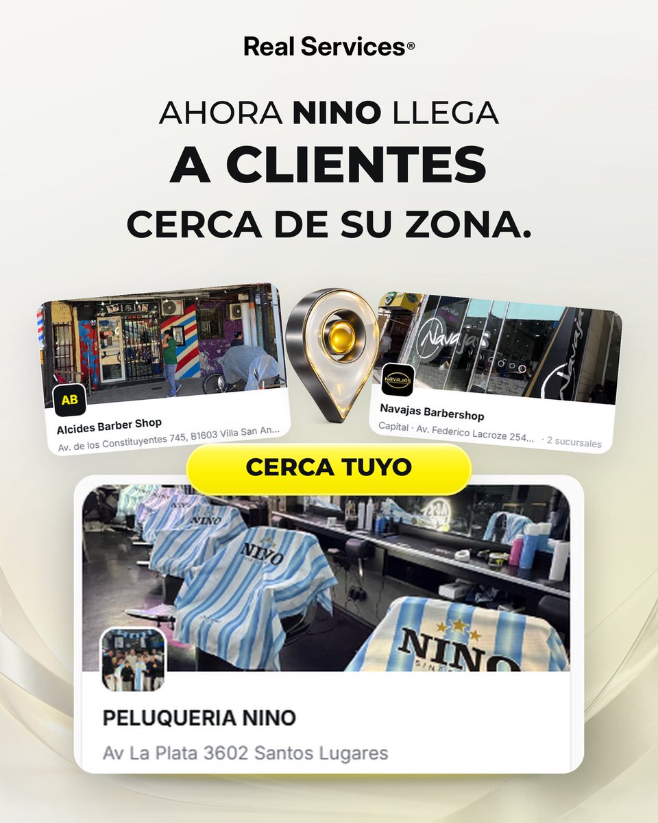 realservicesapp's tweet photo. ¡Bienvenido a la familia, @peluquerianino! 💛💈
📲 Probá 1 MES GRATIS de Real Services con el código NINO.
Gracias por confiar, Nino. ¡Vamos por más! 🤝
#RealServices #PeluqueriaNino #BarberiaArgentina #Barberos #TurnosOnline https://t.co/kVBADdU6y0