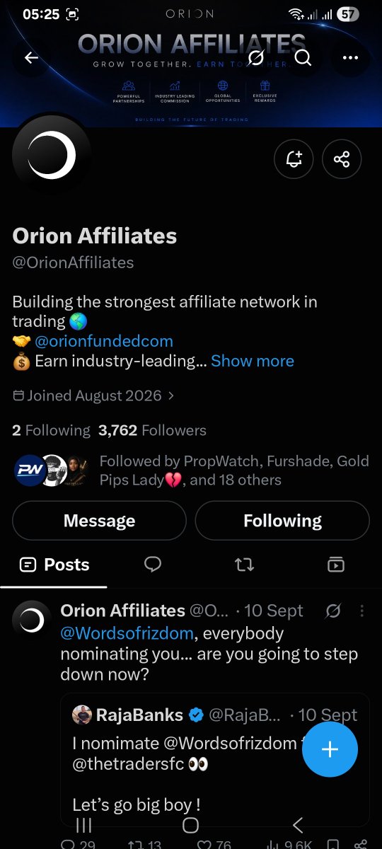 propfirmpros's tweet photo. @Usmanfx__ @Orionfundedcom @OrionAffiliates @Mrkhameex @MR_EUR0 All done. Lets get it gents @luyatrades @ai_toolkit_hub @yaluncg https://t.co/XKKUJJVeb3