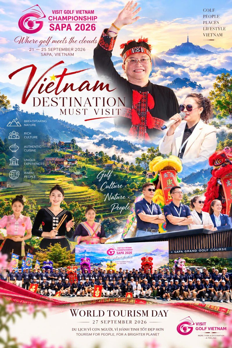 JGGOLF_VN's tweet photo. Happy World's Tourism Day to you all.
🇻🇳 VIETNAM — ONE DESTINATION. A THOUSAND MEMORIES. A JOURNEY YOU MUST EXPERIENCE ONCE IN YOUR LIFE. ⛳️🏔️🌏
祝大家世界旅游日快乐。越南🇻🇳必到的旅游胜地。
Chúc mừng Ngày Du lịch Thế giới vui ve!
🇻🇳 VIỆT NAM — MỘT ĐIỂM ĐẾN. NGÀN KÝ ỨC. MỘT HÀNH TRÌNH BẠN NHẤT ĐỊNH PHẢI TRẢI NGHIỆM MỘT LẦN TRONG ĐỜI.