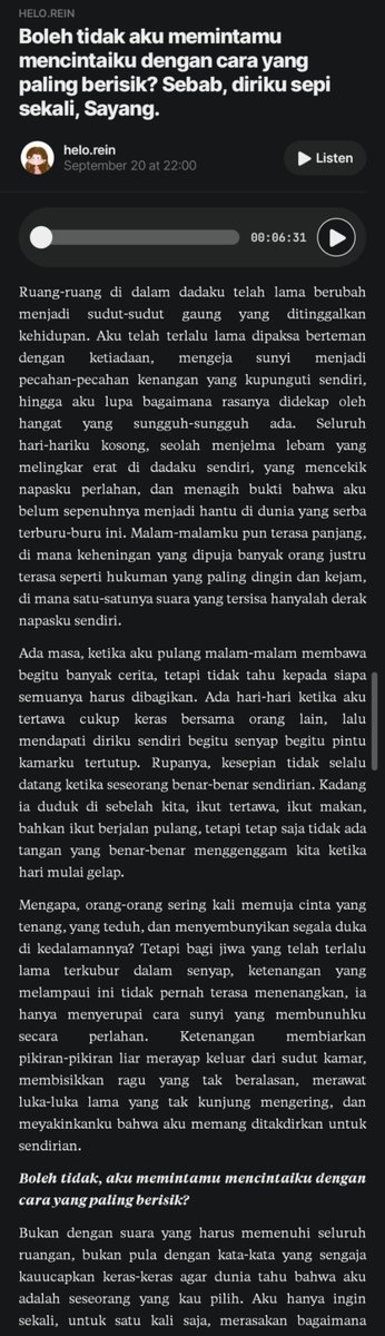 kehlinci's tweet photo. "Ada bagian dari diriku yang sejak lama duduk sendirian di sebuah kamar yang tidak benar-benar terang. Ia menunggu seseorang datang bukan untuk menyelamatkannya, melainkan menyalakan lampu dan duduk di sampingnya." Just woke up and this was the first thing that I read. Oh, this — https://t.co/Huevn9QmIk