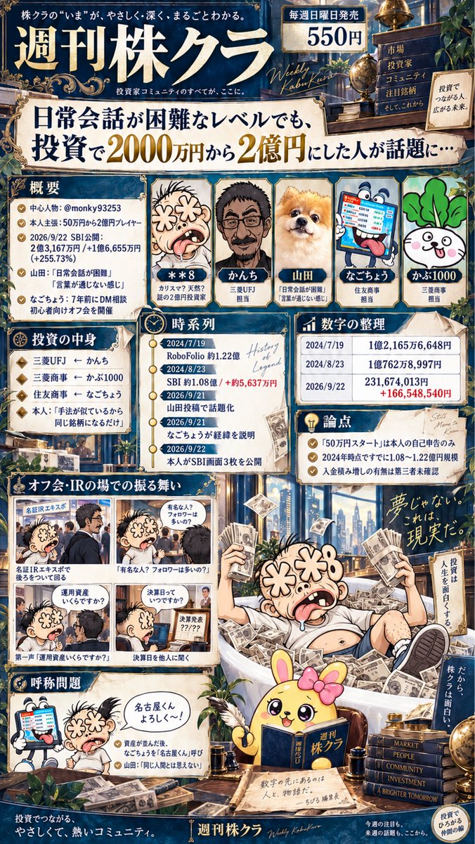 shonbenchibiru's tweet photo. 週刊🗓️株🫜ｸﾗ👫👹🧌

1️⃣ 中田B👦🍼、あかさたな👨‍🎓を脅迫🗡️👹🔪か⁉️🤔💭

2️⃣ 日常🗓️会話🗣️💬が困難😫⤵️なレベル📊でも🖐️、投資💰📈で2️⃣0️⃣0️⃣0️⃣万円💴から2️⃣億円💴にした人🤯🌸🌼が話題🔥に…

3️⃣ トレーダーなお💰😼💰、有料💰note📝で予想🔮を外しまくり🤦‍♀️💧謝罪🙏🙇‍♀️🙇‍♂️🙏

4️⃣ 期待値📊5️⃣0️⃣0️⃣0️⃣円💴と現金💰5️⃣0️⃣0️⃣0️⃣円���は等価値��⚖️🤔💭