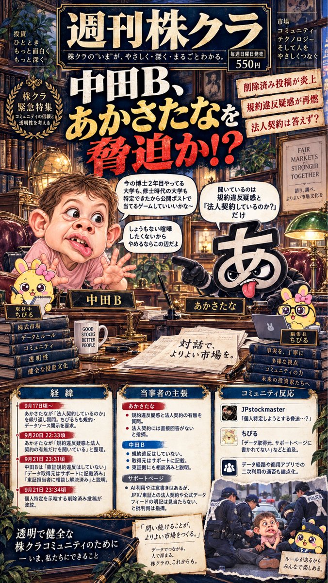 shonbenchibiru's tweet photo. 週刊🗓️株🫜ｸﾗ👫👹🧌

1️⃣ 中田B👦🍼、あかさたな👨‍🎓を脅迫🗡️👹🔪か⁉️🤔💭

2️⃣ 日常🗓️会話🗣️💬が困難😫⤵️なレベル📊でも🖐️、投資💰📈で2️⃣0️⃣0️⃣0️⃣万円💴から2️⃣億円💴にした人🤯🌸🌼が話題🔥に…

3️⃣ トレーダーなお💰😼💰、有料💰note📝で予想🔮を外しまくり🤦‍♀️💧謝罪🙏🙇‍♀️🙇‍♂️🙏

4️⃣ 期待値📊5️⃣0️⃣0️⃣0️⃣円💴と現金💰5️⃣0️⃣0️⃣0️⃣円���は等価値��⚖️🤔💭