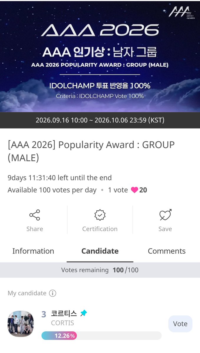 CortisTrophy's tweet photo. Cortis ongoing voting 🚨 

🌞TMA Best Stage Award       
https://t.co/WuOcbzyrXt…
 
🌞AAA Popular Award Group MALE
https://t.co/WOXptVZjKU…

🌞 🏆 BEST NEW ARTIST — CORTIS
🔗https://t.co/Q2xHoWIZ09

🌞 Korea Billboard fan choice 
🔗https://t.co/Ln6IU5xzzX?… https://t.co/nQBk7qsQLe