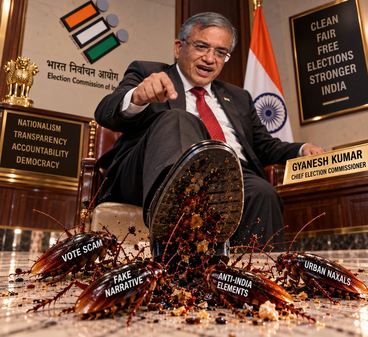 calypsie69's tweet photo. TEAM A: Cockroaches, anti-nationals, leftists, congress/muslim league 

TEAM B: CEC Gyanesh Kumar (IITian, IAS officer, Harvard University)

Which side do your belong? https://t.co/8vKAFeFvpg