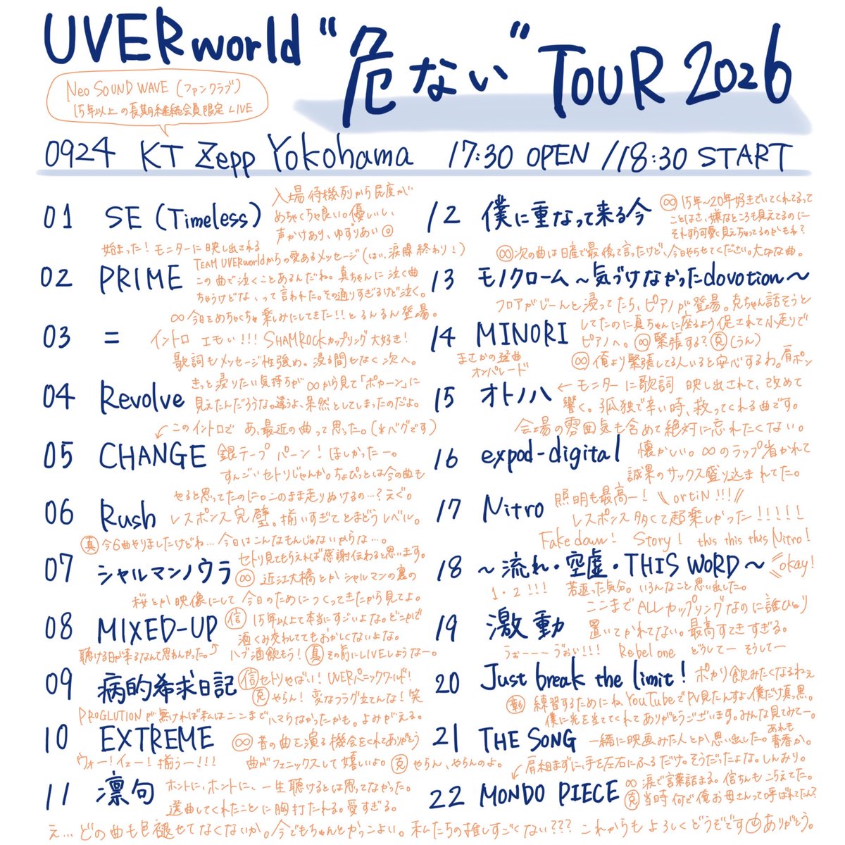 yuv0922's tweet photo. UVERworld "危ない"TOUR 初日
2026.09.24 KT Zepp Yokohama🍎

ふう。今回も自己満詰め込みすぎて読みづら。笑
かっちゃんがお母さんだったのはね、UVER家のせいだよ。当時は確か、母:克哉・父:真太郎・長男:TAKUYA∞・次男:信人・三男:彰　だった。
ま、謎だね😉 https://t.co/4S6qavZnCq