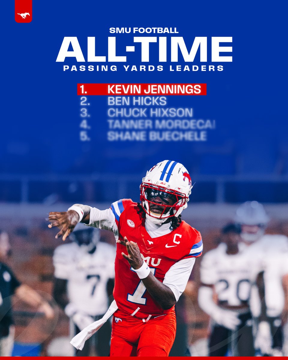 SMUFB's tweet photo. Our new all-time leading passer.

Congrats, Kev! https://t.co/q2Pa1ar6F5