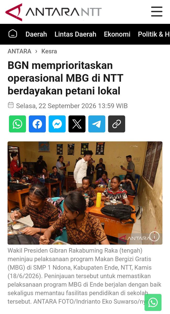 RiniSida's tweet photo. Tidak hanya sekadar memberi makan anak sekolah, pemerintah juga mendengar langsung kebutuhan para petani di NTT! 🤝 Mulai dari dukungan irigasi, sumur bor, hingga traktor disiapkan agar hasil pertanian semakin optimal dan terserap dengan baik. https://t.co/FZ2GiKlme5