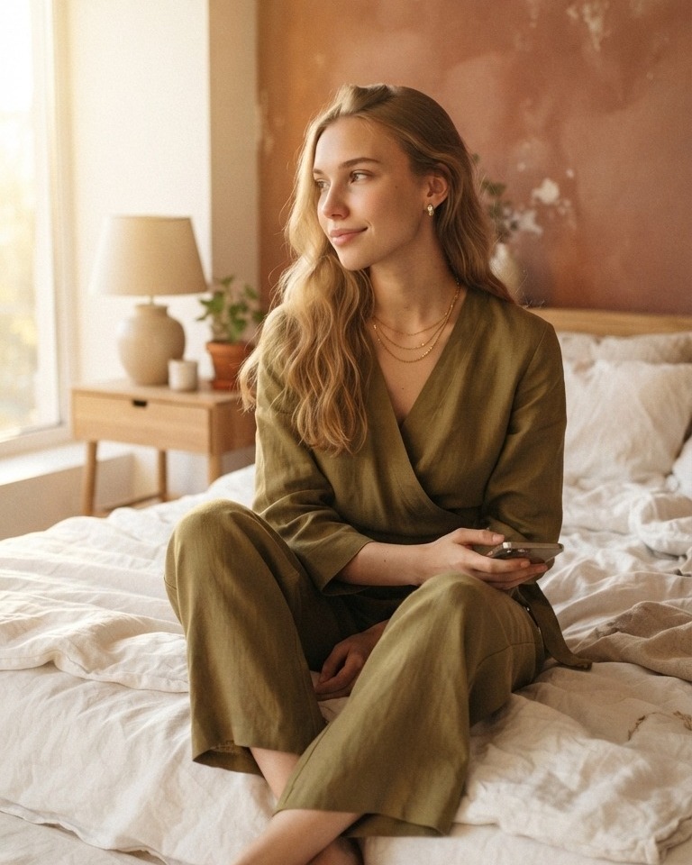 AlanMccolpin's tweet photo. Copper hours in Paris. A quick mirror check before the night begins in a beautiful Haussmannian suite. There is something about Parisian style and vintage velvet chaises that makes you want to linger. Wearing liquid copper silk that feels like a https://t.co/HgbHCqSSaL